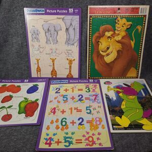 Disney Lion King Mufasa Barney The Dinosaur Puzzle Patch Picture Puzzles Lot